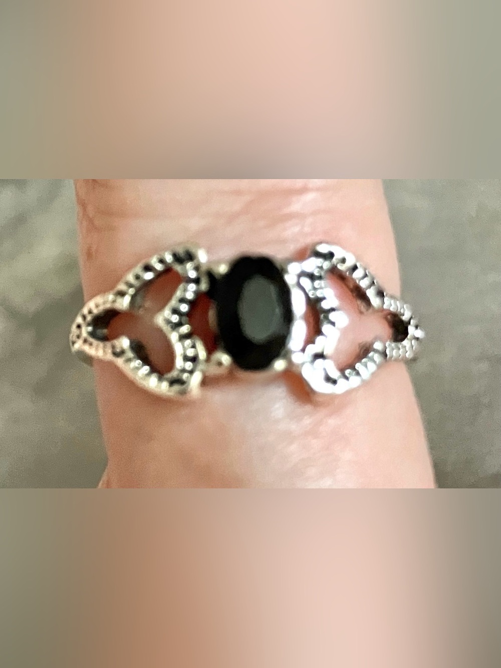 Sterling Silver Black Stone Accent Ring - Elegant Women’s Jewelry